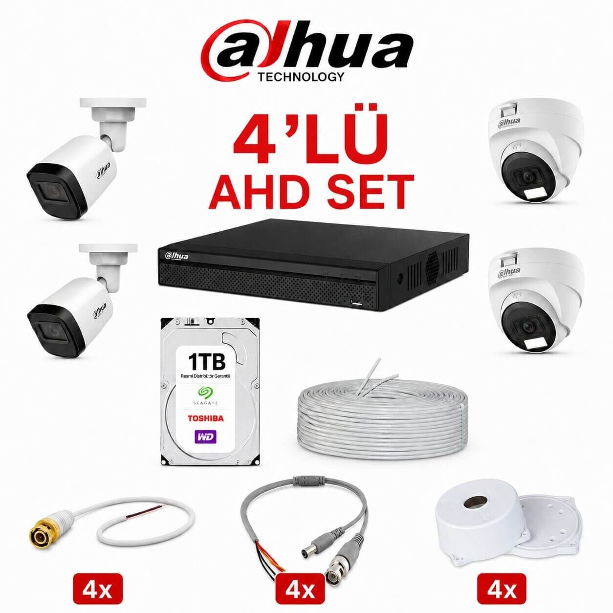 Dahua 4’lü Güvenlik Kamera Seti