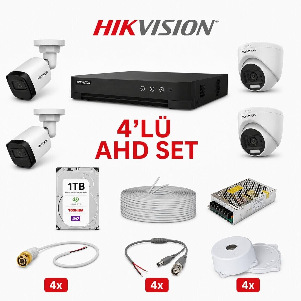Hikvision 4’lü Güvenlik Kamera Seti