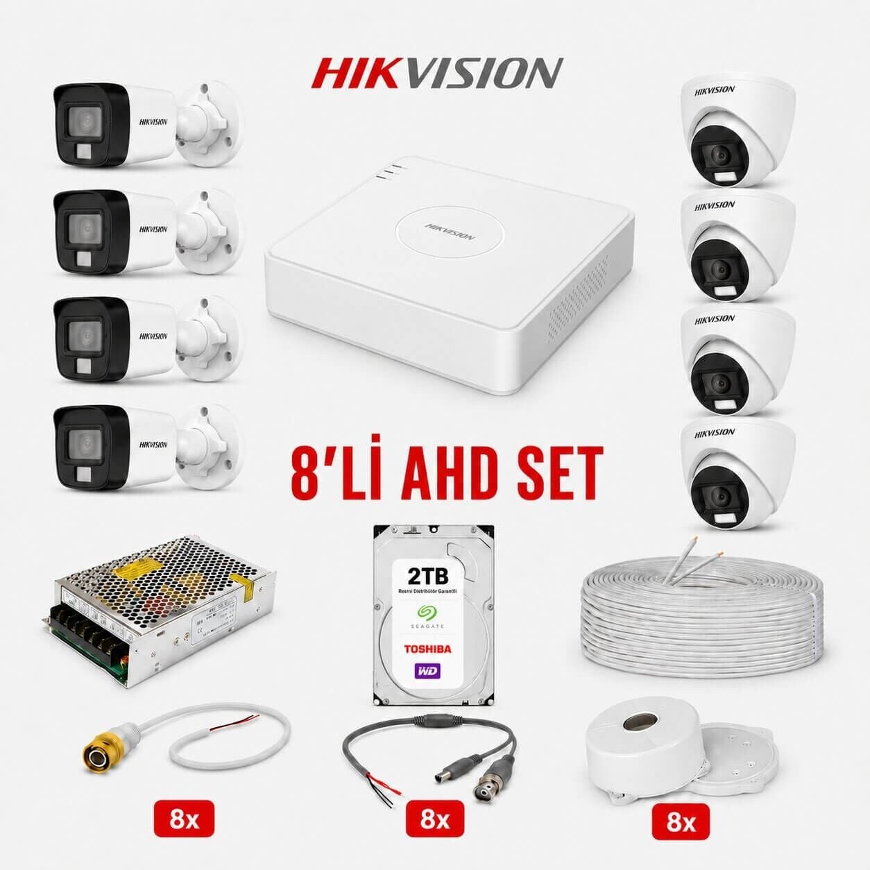 Hikvision 8’li Güvenlik Kamera Seti
