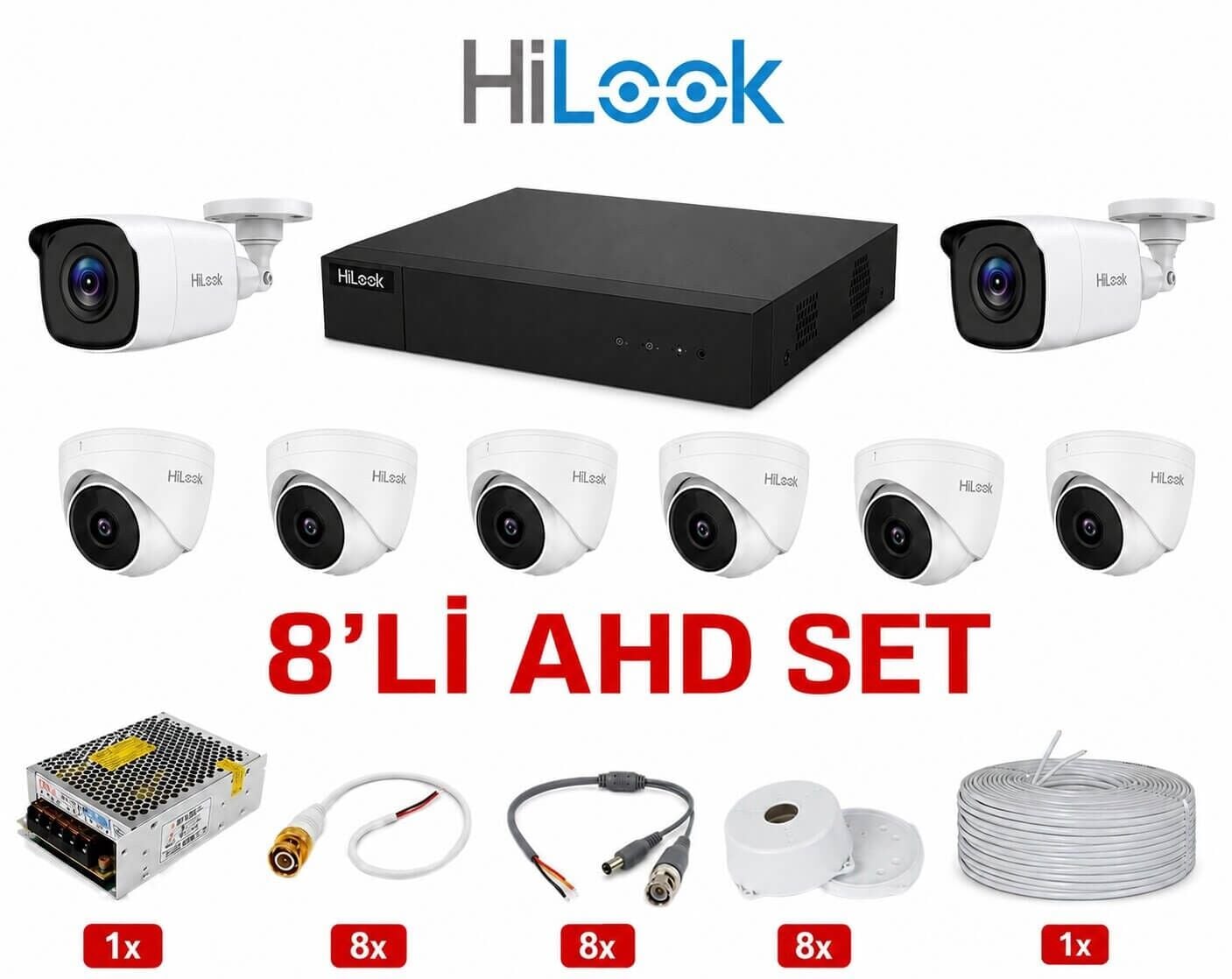 HiLook 8’li Güvenlik Kamera Seti
